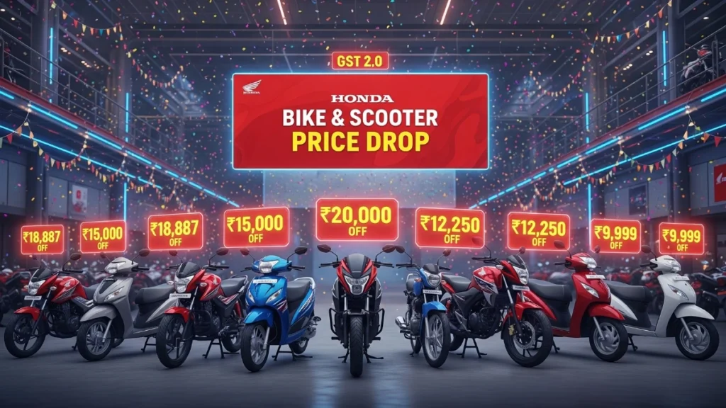 Honda Bike and Scooter Prices Drop GST Cut से ₹18,887 तक की छूट, 22 सितंबर से लागू